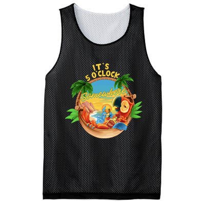 It Is 5 Oclock Somewhere Parrot Drinking Summer Vacation Mesh Reversible Basketball Jersey Tank