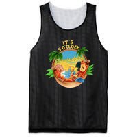 It Is 5 Oclock Somewhere Parrot Drinking Summer Vacation Mesh Reversible Basketball Jersey Tank