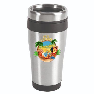 It Is 5 Oclock Somewhere Parrot Drinking Summer Vacation 16oz Travel Tumbler