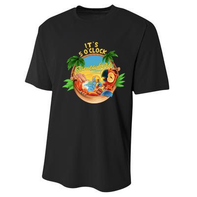 It Is 5 Oclock Somewhere Parrot Drinking Summer Vacation Performance Sprint T-Shirt