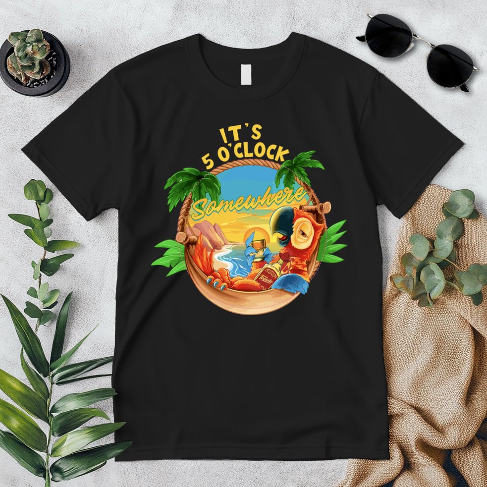 It Is 5 Oclock Somewhere Parrot Drinking Summer Vacation Premium T-Shirt