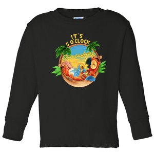 It Is 5 Oclock Somewhere Parrot Drinking Summer Vacation Toddler Long Sleeve Shirt