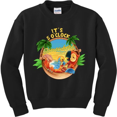 It Is 5 Oclock Somewhere Parrot Drinking Summer Vacation Kids Sweatshirt