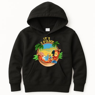 It Is 5 Oclock Somewhere Parrot Drinking Summer Vacation Kids Hoodie