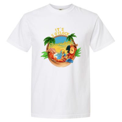 It Is 5 Oclock Somewhere Parrot Drinking Summer Vacation Garment-Dyed Heavyweight T-Shirt