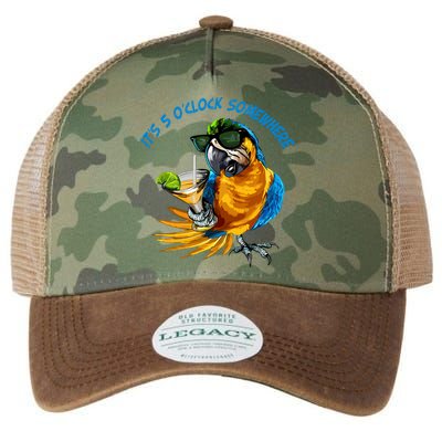 It Is 5 Oclock Somewhere Parrot Drinking Summer Vacation Legacy Tie Dye Trucker Hat
