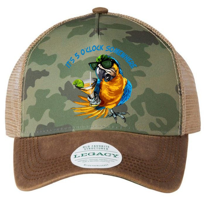 It Is 5 Oclock Somewhere Parrot Drinking Summer Vacation Legacy Tie Dye Trucker Hat