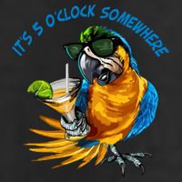 It Is 5 Oclock Somewhere Parrot Drinking Summer Vacation 7 Panel Mesh Trucker Snapback Hat