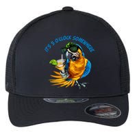 It Is 5 Oclock Somewhere Parrot Drinking Summer Vacation Flexfit Unipanel Trucker Cap