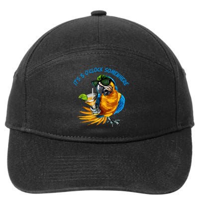 It Is 5 Oclock Somewhere Parrot Drinking Summer Vacation 7-Panel Snapback Hat