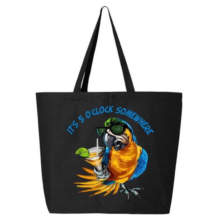 It Is 5 Oclock Somewhere Parrot Drinking Summer Vacation 25L Jumbo Tote