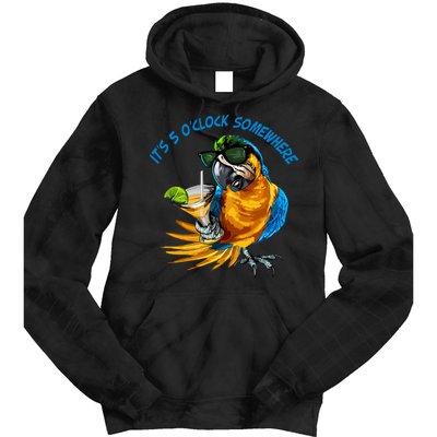 It Is 5 Oclock Somewhere Parrot Drinking Summer Vacation Tie Dye Hoodie