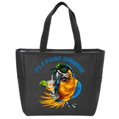 It Is 5 Oclock Somewhere Parrot Drinking Summer Vacation Zip Tote Bag