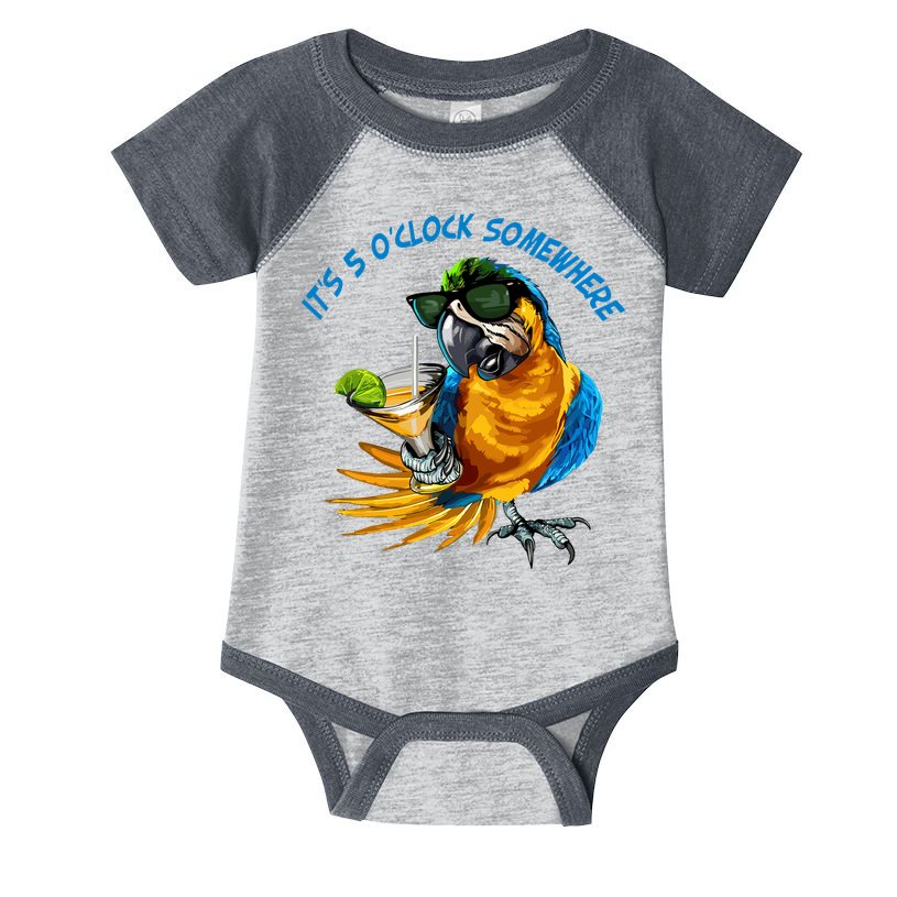 It Is 5 Oclock Somewhere Parrot Drinking Summer Vacation Infant Baby Jersey Bodysuit