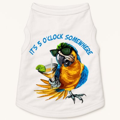 It Is 5 Oclock Somewhere Parrot Drinking Summer Vacation Doggie Tank
