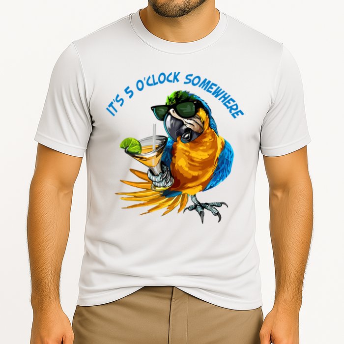 It Is 5 Oclock Somewhere Parrot Drinking Summer Vacation Performance Shirt