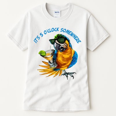 It Is 5 Oclock Somewhere Parrot Drinking Summer Vacation Tall T-Shirt
