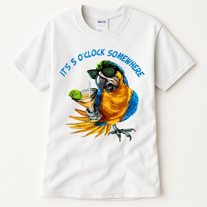 It Is 5 Oclock Somewhere Parrot Drinking Summer Vacation Tall T-Shirt
