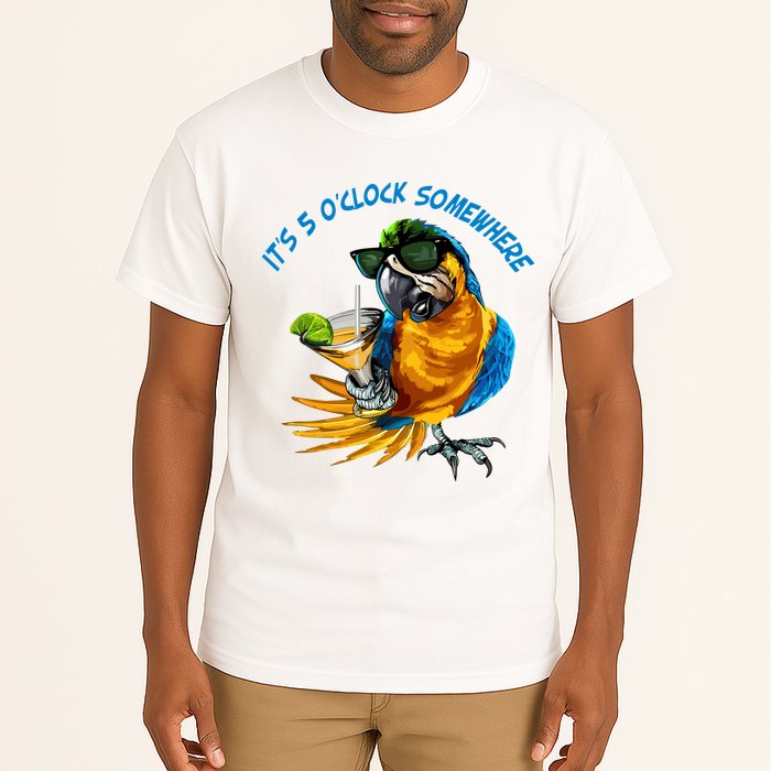 It Is 5 Oclock Somewhere Parrot Drinking Summer Vacation Tall T-Shirt