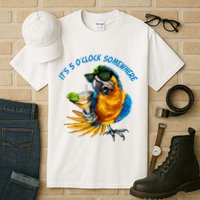 It Is 5 Oclock Somewhere Parrot Drinking Summer Vacation Tall T-Shirt