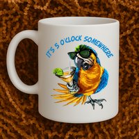 It Is 5 Oclock Somewhere Parrot Drinking Summer Vacation Mug