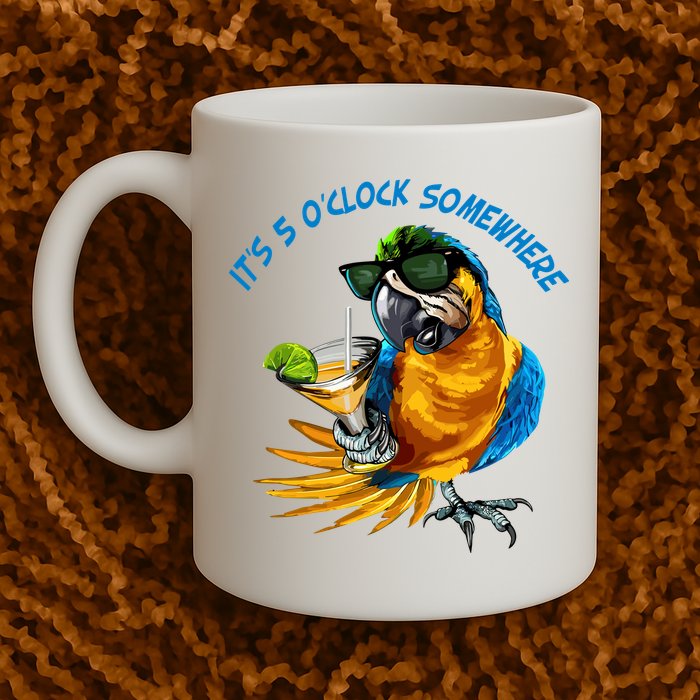 It Is 5 Oclock Somewhere Parrot Drinking Summer Vacation Mug