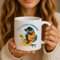 It Is 5 Oclock Somewhere Parrot Drinking Summer Vacation Mug