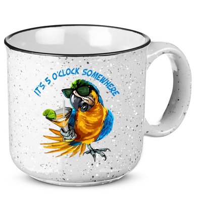 It Is 5 Oclock Somewhere Parrot Drinking Summer Vacation 15oz Campfire Ceramic Mug