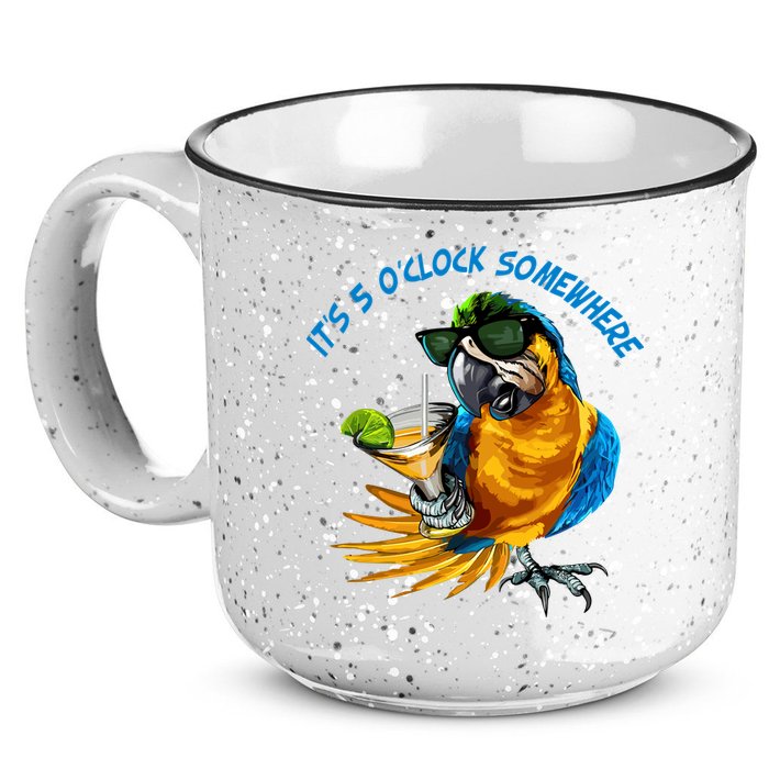 It Is 5 Oclock Somewhere Parrot Drinking Summer Vacation 15oz Campfire Ceramic Mug