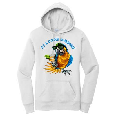 It Is 5 Oclock Somewhere Parrot Drinking Summer Vacation Women's Pullover Hoodie