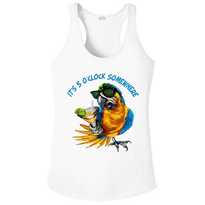 It Is 5 Oclock Somewhere Parrot Drinking Summer Vacation Ladies PosiCharge Competitor Racerback Tank