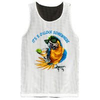 It Is 5 Oclock Somewhere Parrot Drinking Summer Vacation Mesh Reversible Basketball Jersey Tank