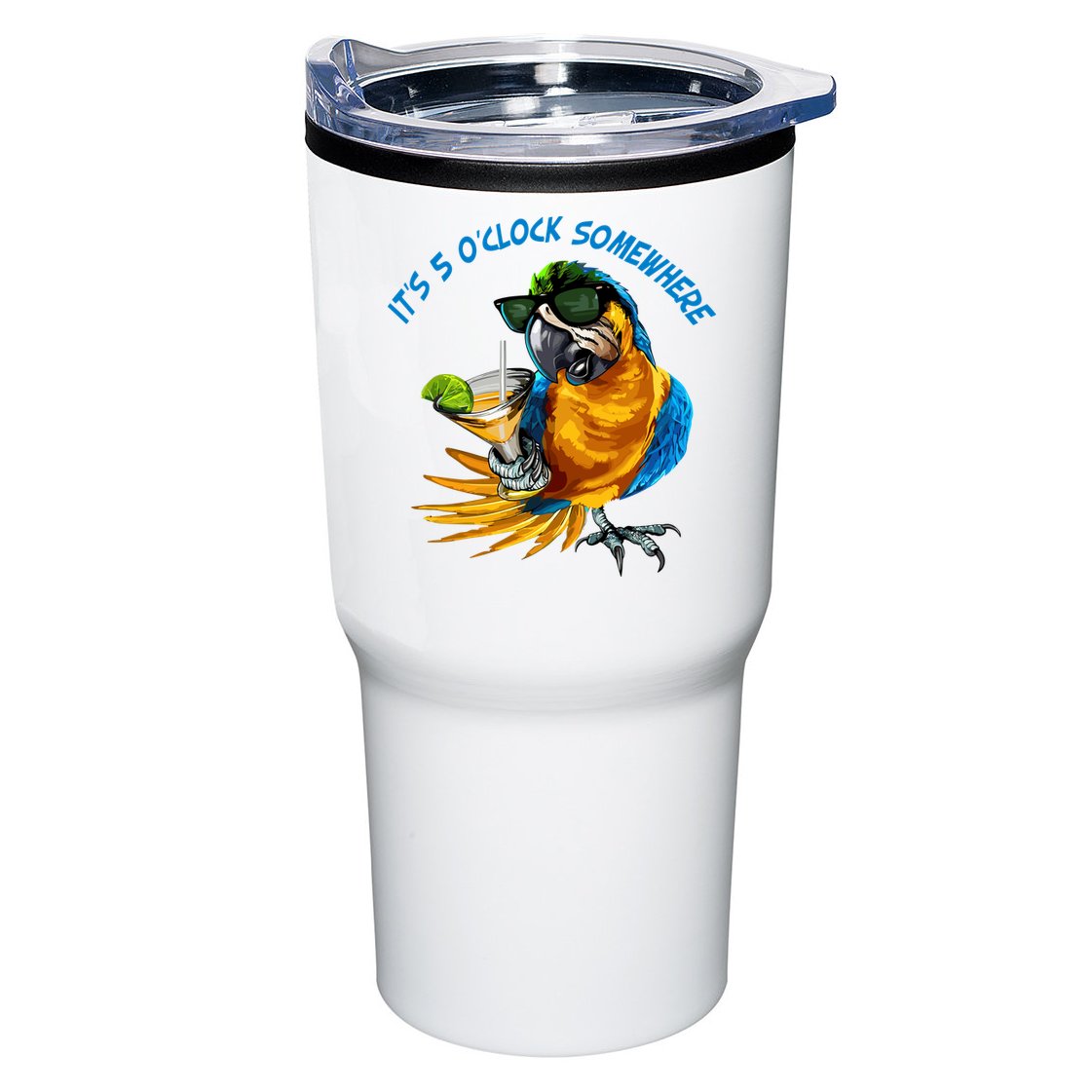 It Is 5 Oclock Somewhere Parrot Drinking Summer Vacation Tumbler