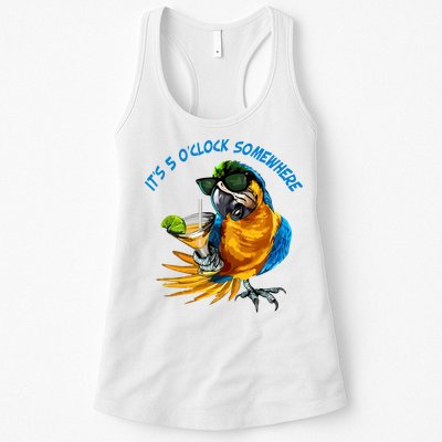 It Is 5 Oclock Somewhere Parrot Drinking Summer Vacation Womens Tank Top