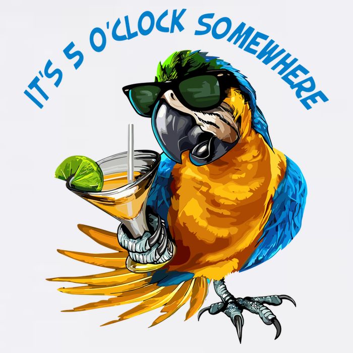 It Is 5 Oclock Somewhere Parrot Drinking Summer Vacation Trucker Hat