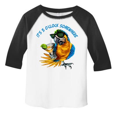 It Is 5 Oclock Somewhere Parrot Drinking Summer Vacation Toddler Fine Jersey T-Shirt