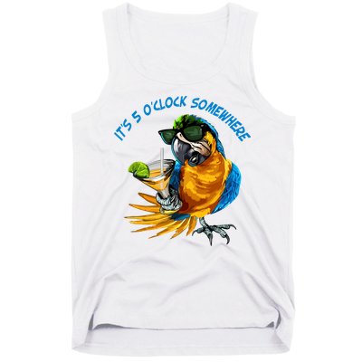 It Is 5 Oclock Somewhere Parrot Drinking Summer Vacation Tank Top