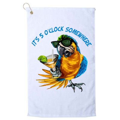 It Is 5 Oclock Somewhere Parrot Drinking Summer Vacation Golf Towel
