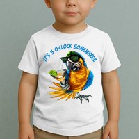 It Is 5 Oclock Somewhere Parrot Drinking Summer Vacation Toddler T-Shirt