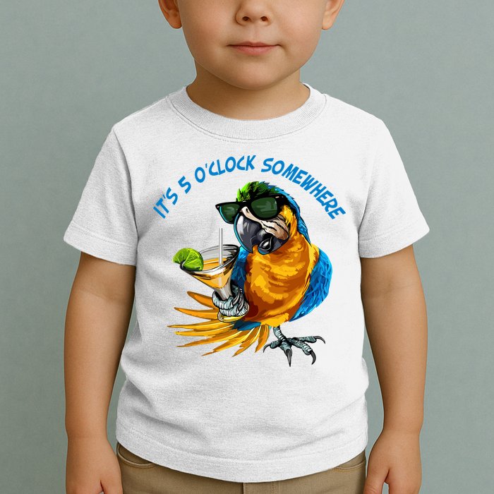 It Is 5 Oclock Somewhere Parrot Drinking Summer Vacation Toddler T-Shirt