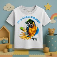 It Is 5 Oclock Somewhere Parrot Drinking Summer Vacation Toddler T-Shirt