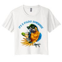 It Is 5 Oclock Somewhere Parrot Drinking Summer Vacation Crop Top