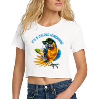 It Is 5 Oclock Somewhere Parrot Drinking Summer Vacation Crop Top