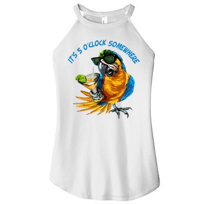 It Is 5 Oclock Somewhere Parrot Drinking Summer Vacation Women's Perfect Tri Rocker Tank