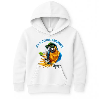 It Is 5 Oclock Somewhere Parrot Drinking Summer Vacation Kids Hoodie