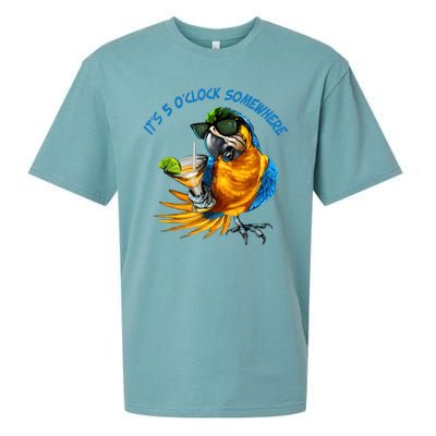 It Is 5 Oclock Somewhere Drinking Parrot Sueded Cloud Jersey T-Shirt