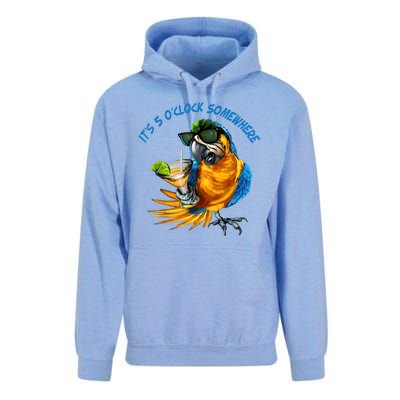 It Is 5 Oclock Somewhere Drinking Parrot Unisex Surf Hoodie