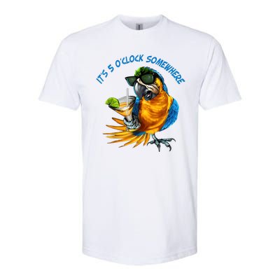 It Is 5 Oclock Somewhere Drinking Parrot Softstyle CVC T-Shirt