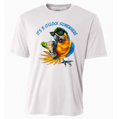 It Is 5 Oclock Somewhere Drinking Parrot Cooling Performance Crew T-Shirt