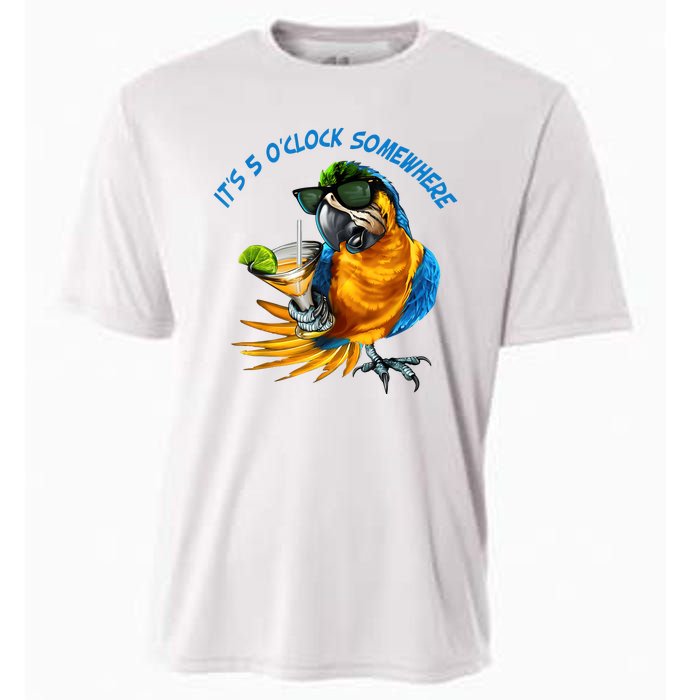 It Is 5 Oclock Somewhere Drinking Parrot Cooling Performance Crew T-Shirt